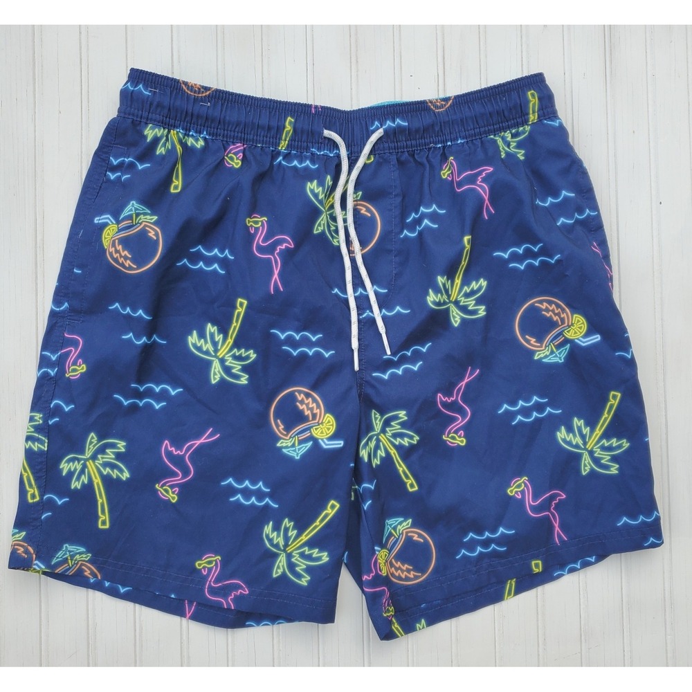 Men's 7" Swim‎ Shorts with Boxer Brief Liner- Goodfellow & Co NWT Flamingo